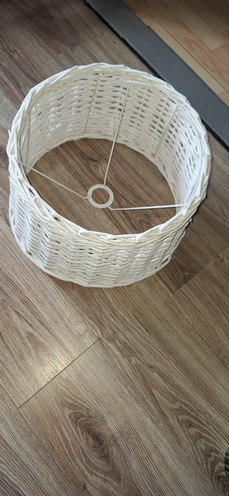 Witte rieten lampenkap - Zo goed als nieuw, Ophalen, Zo goed als nieuw, Wit, Rond