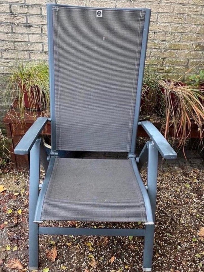 Le Sud verstelbare tuinstoel, Ophalen, Gebruikt, Textileen, Verstelbaar