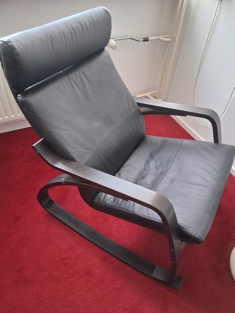 (Schommel) stoel te koop, Ophalen, Zwart, Leer, Zo goed als nieuw