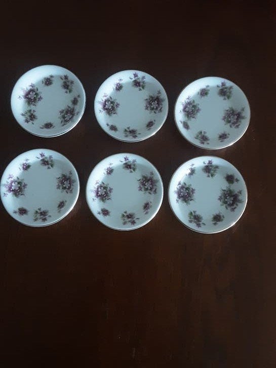 Royal Albert 6 Petit four schaaltjes Sweet Violets, Ophalen of Verzenden