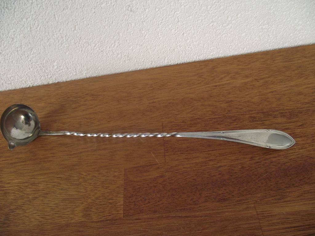 antiek getorste kruisband bowllepel 31 cm RVS vlekvrij 1920, Antiek en Kunst, Ophalen of Verzenden