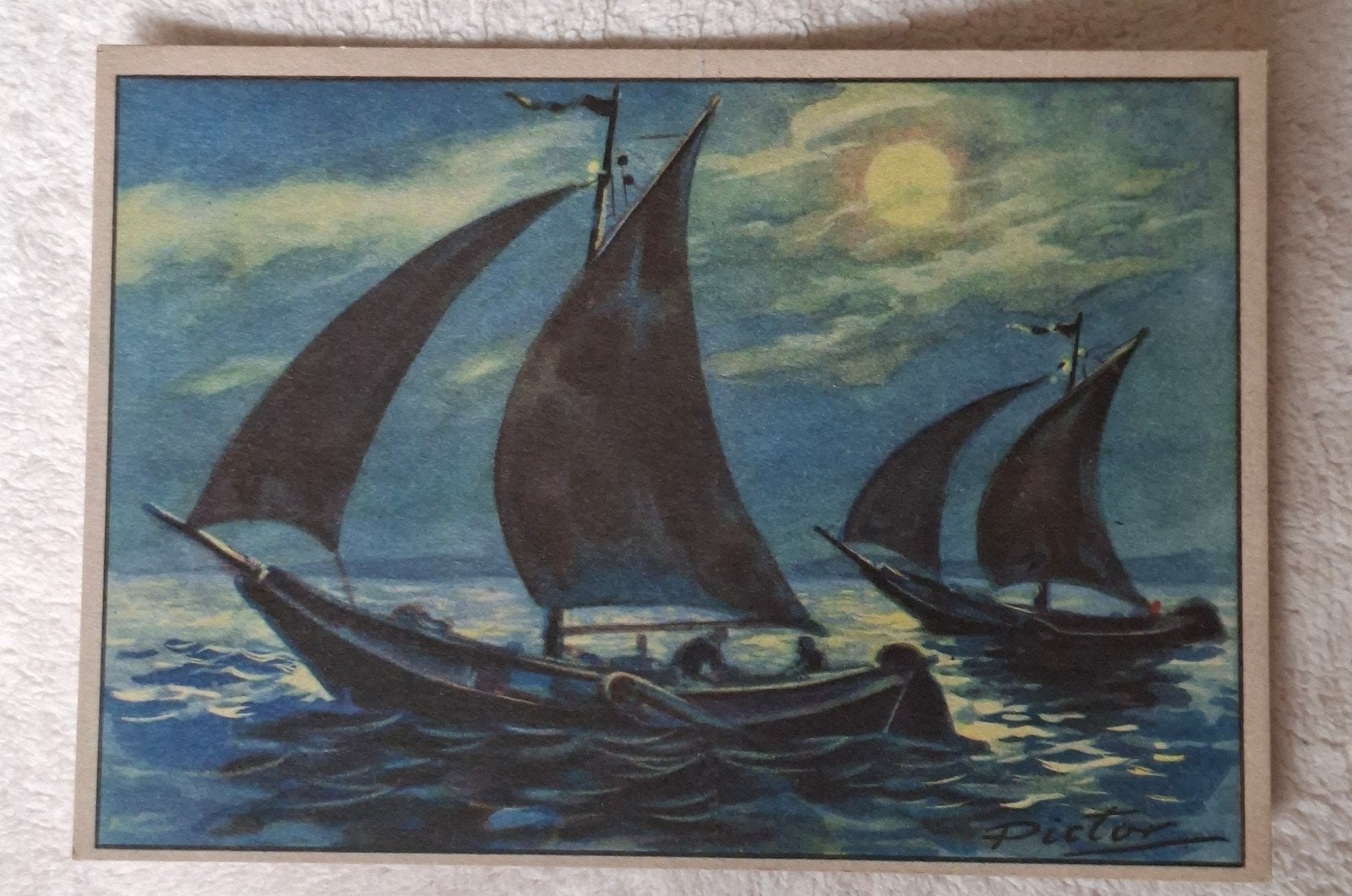 kunst dikke kaart schepen  nederlands Johannes ( Jan ) Picto, Ophalen of Verzenden, 1980 tot heden, Overige thema's