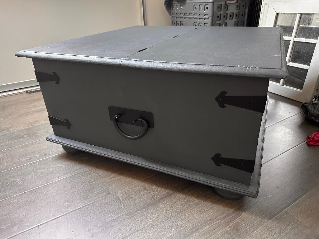 Mooie tafel - dekenkist opbergkist antraciet 90 x 90 x 47 cm, Ophalen, Gebruikt, 50 tot 100 cm, 75 tot 100 cm