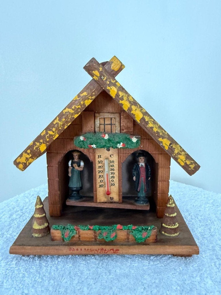Vintage Wooden Weather House Thermometer, Huis en Inrichting, Woonaccessoires | Thermometers, Gebruikt, Ophalen of Verzenden