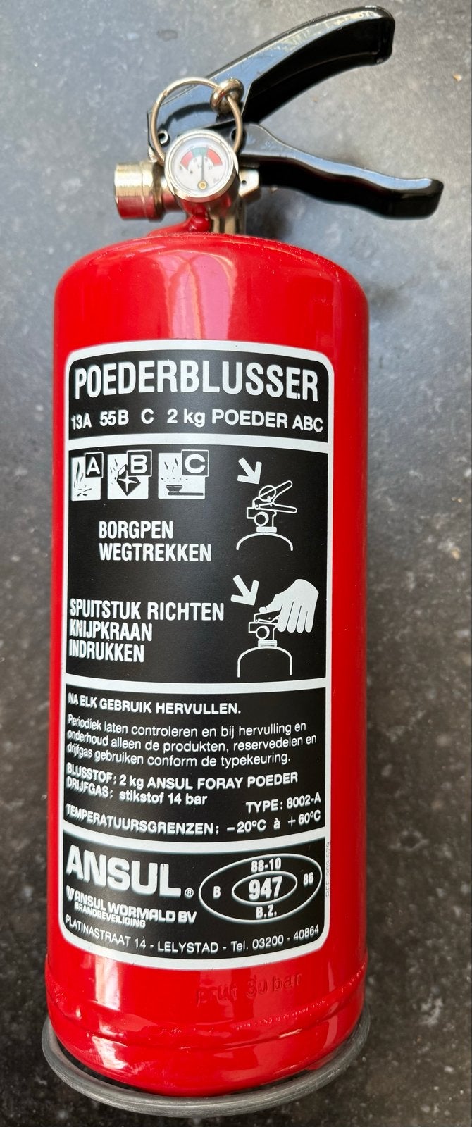 Poederblusser 2 kg ABC - Ansul, Ophalen of Verzenden, Gebruikt, Brandblusser