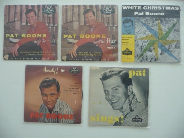 5 ep's van PAT BOONE, Cd's en Dvd's, Vinyl Singles, Gebruikt, Overige genres, 7 inch, Ophalen of Verzenden