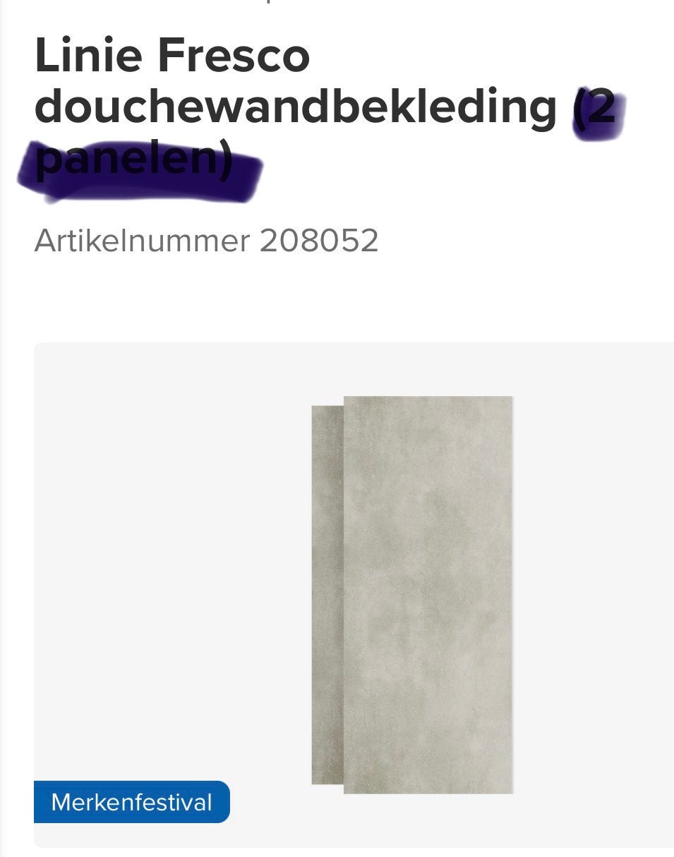 Linie Douchewandbekleding Casablanca beige 90x210cm (1 panee, Ophalen, Nieuw, Douche