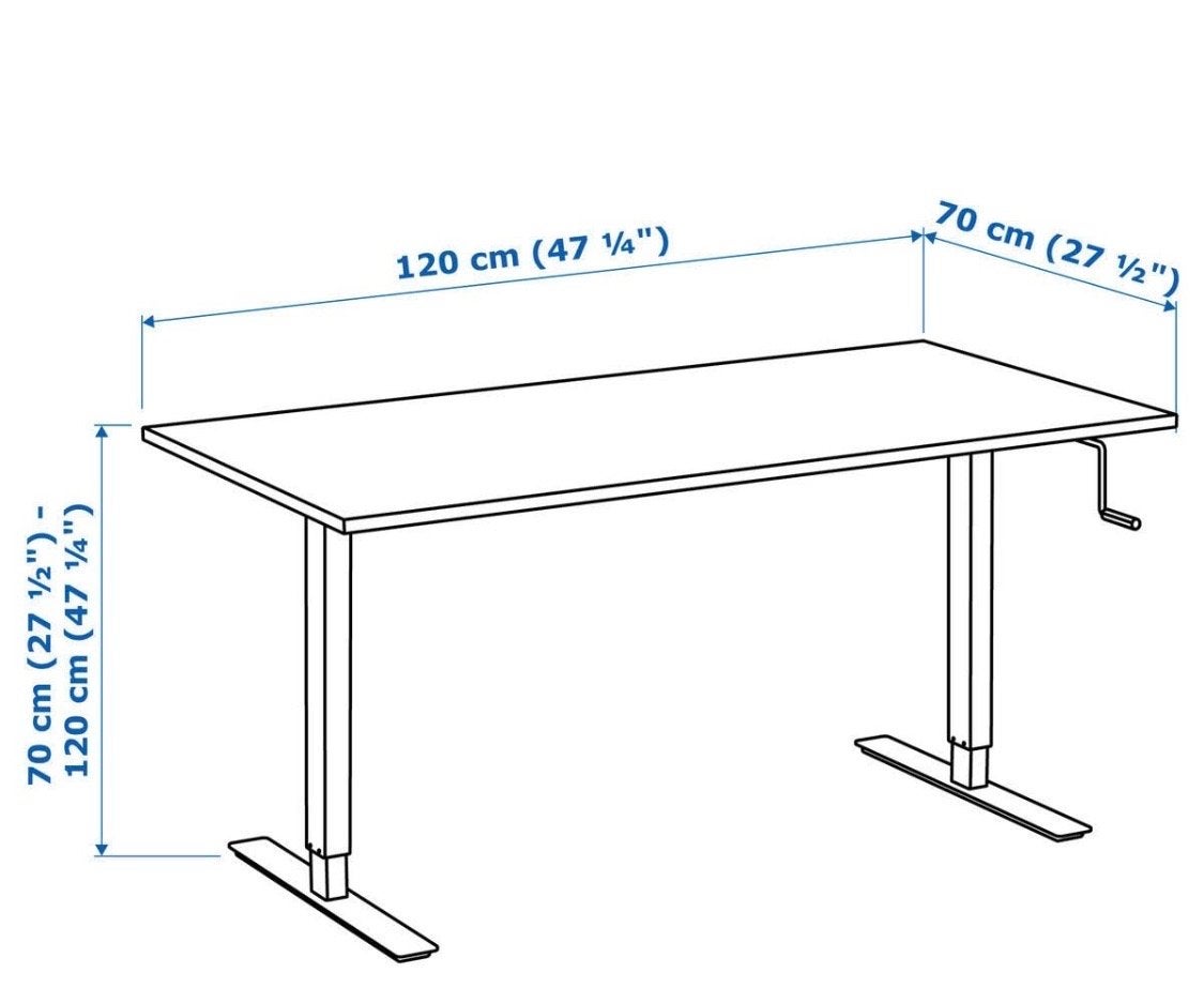 IKEA SKARSTA Zit-sta bureau wit 120x70 cm, Ophalen, Gebruikt, Spaanplaat of MDF, IKEA