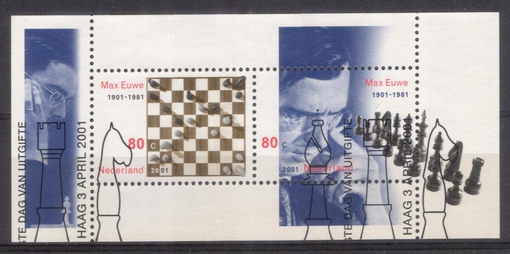 Blok (98) - Max Euwe - schaken - gestempeld, Verzenden, Na 1940, Gestempeld