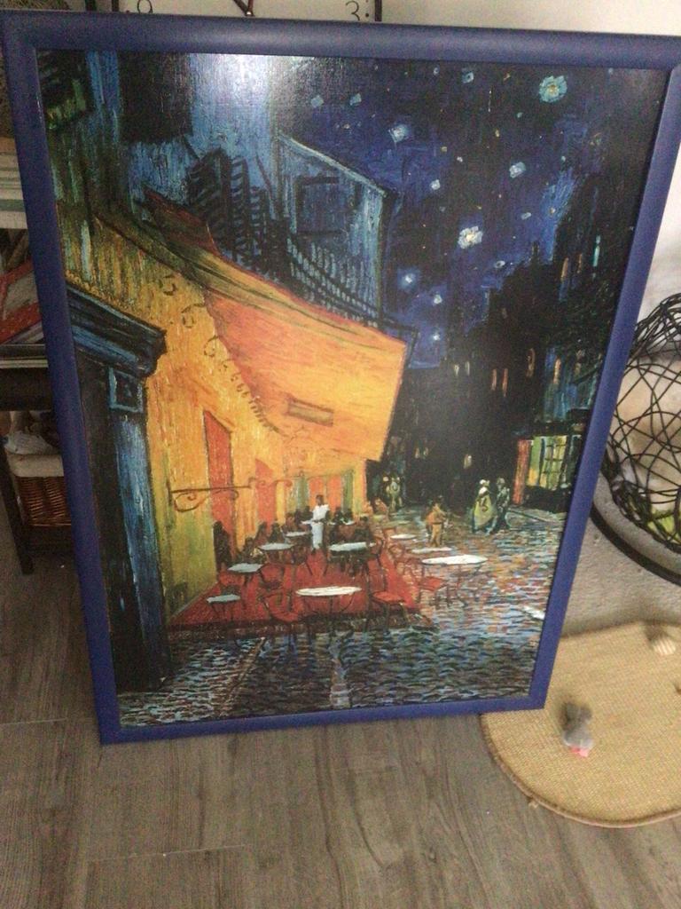 Schilderij frans straatje, Ophalen of Verzenden, Zo goed als nieuw, Schilderij, 75 cm of meer