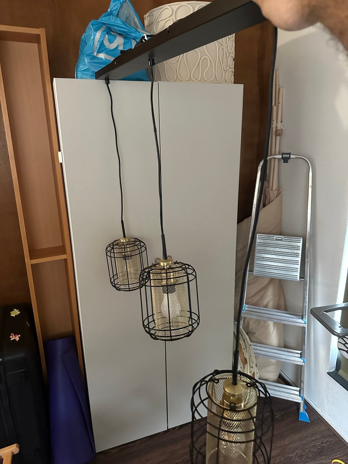Loft stijl hanglamp met 3 kooilampen, Ophalen, Nieuw, Metaal, E27 (groot)