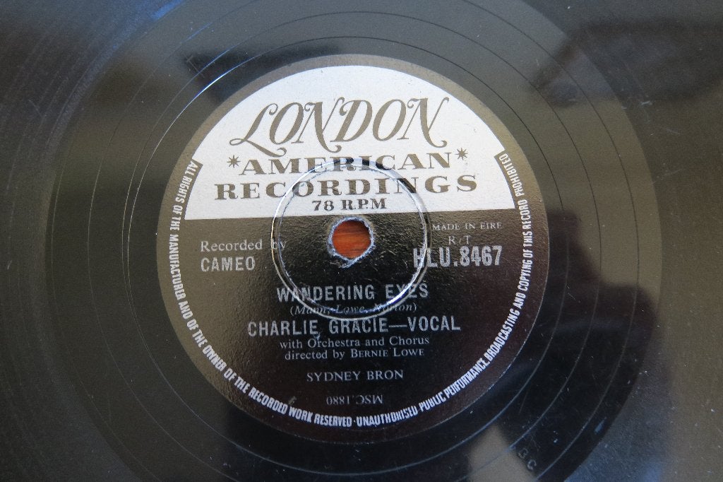 Charlie Gracie Wanderin' Eyes 78rpm 78 toeren jukebox hits, Cd's en Dvd's, Gebruikt, 10 inch, Pop, Ophalen of Verzenden
