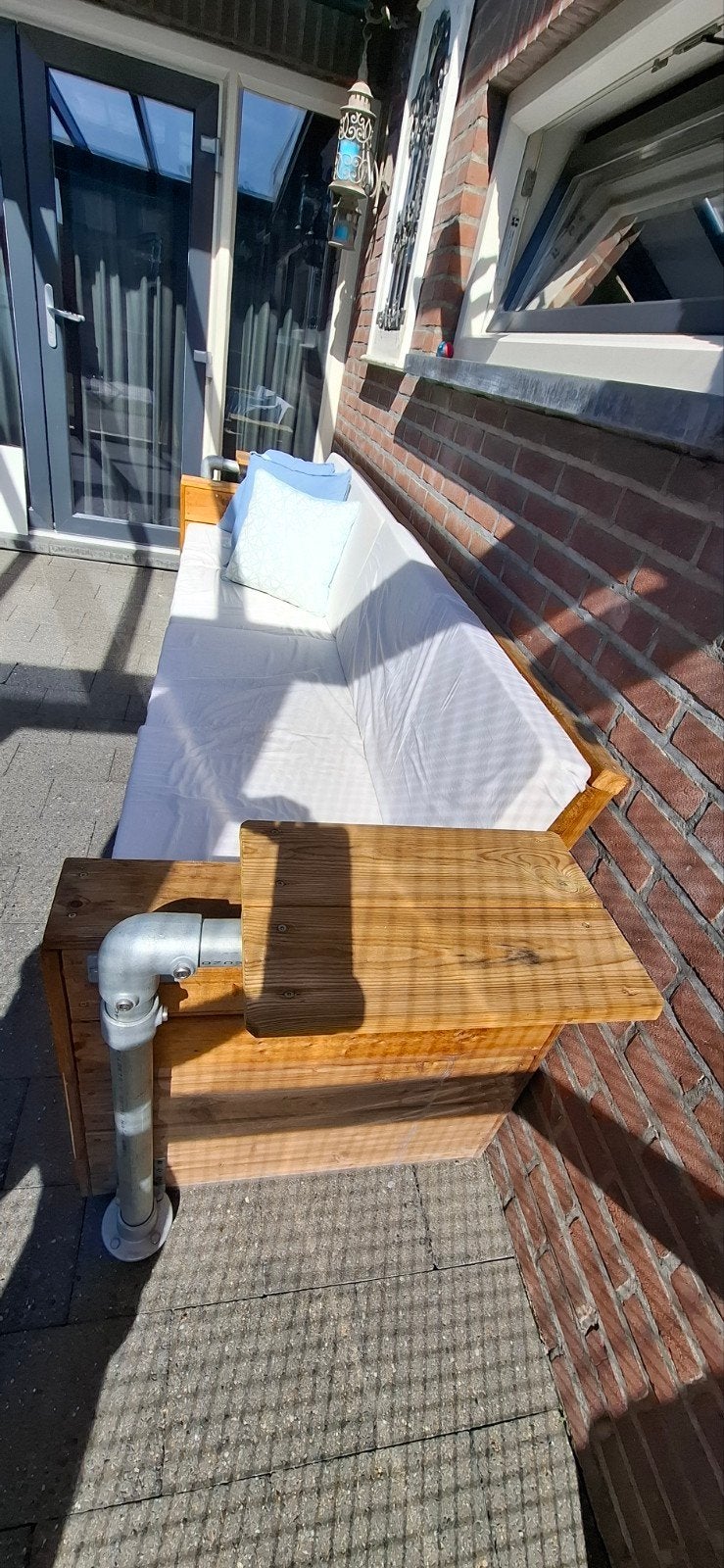 Zelfgemaakte tuinbank met opbergvak, Tuin en Terras, Tuinbanken, Ophalen, Zo goed als nieuw, Hout