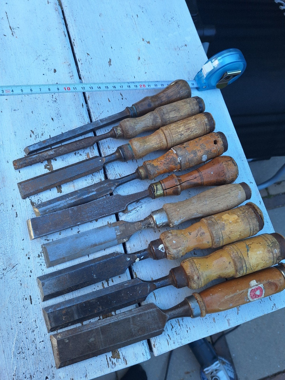 Set van 9 oude beitels - Houtbewerking gereedschap, Ophalen of Verzenden, Gebruikt