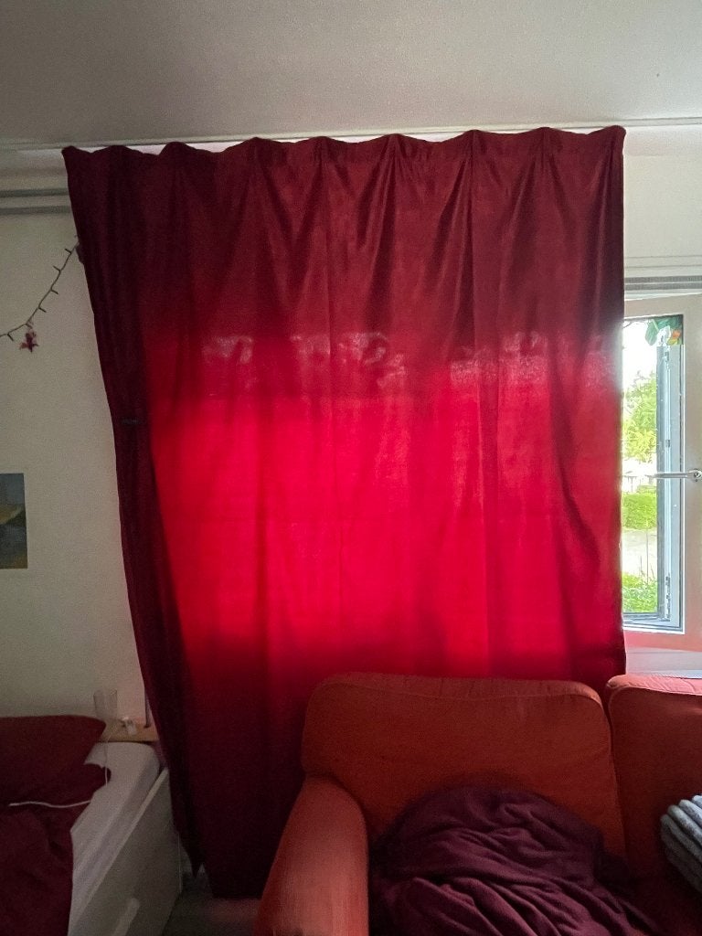 Rood gordijn 240x200, Ophalen, 200 cm, In te korten, Zo goed als nieuw