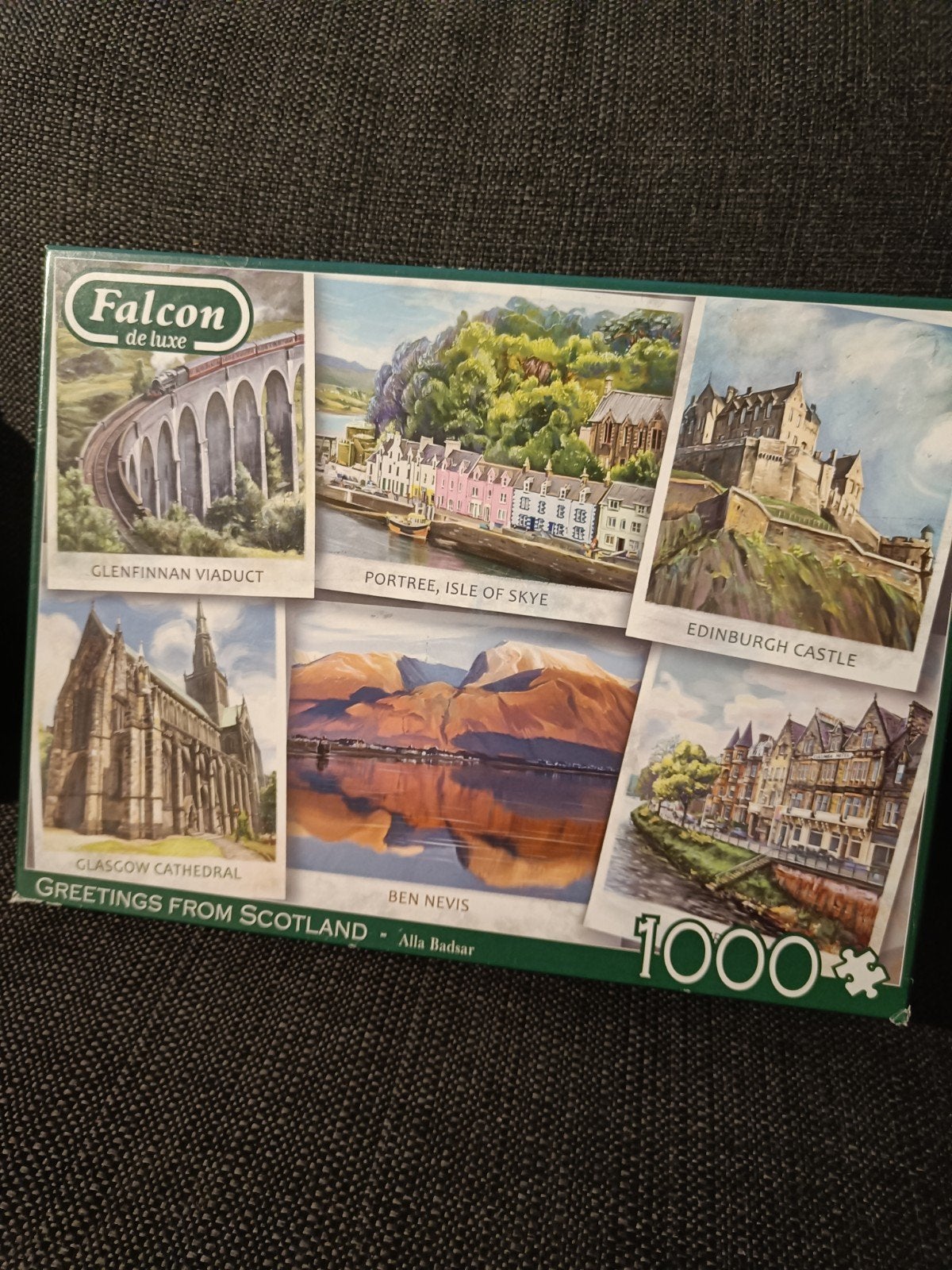 Falcon de luxe legpuzzel - Groeten uit Schotland 1000, Ophalen of Verzenden, 500 t/m 1500 stukjes, Zo goed als nieuw, Legpuzzel