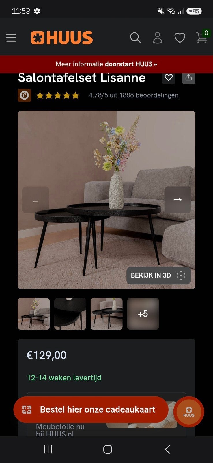2 ronde salontafels (set), Ophalen, 50 tot 100 cm, Rond, Zo goed als nieuw