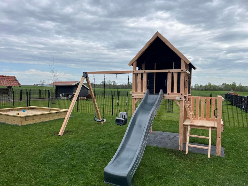 Douglas maatwerk speeltoestel met glijbaan en schommels, Ophalen, ., Aanbouwonderdeel, Nieuw