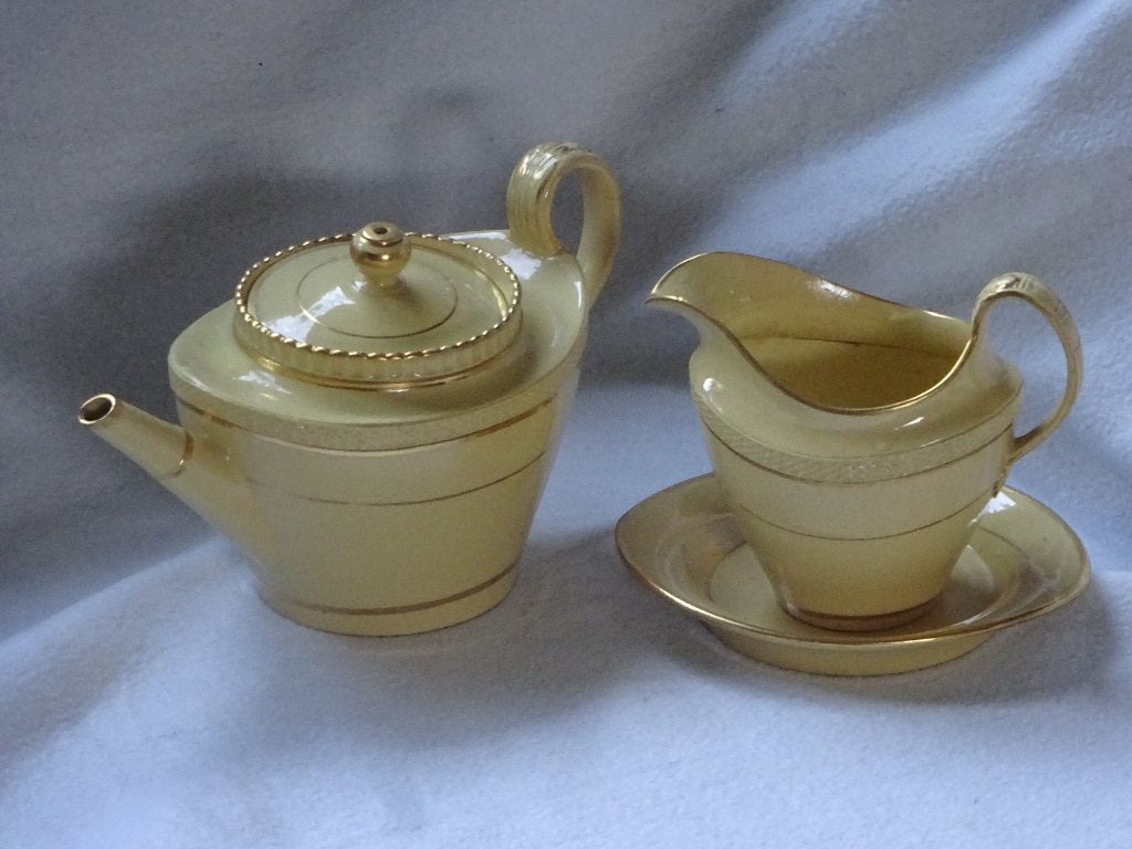 Vintage theepot, art deco, met roomkannetje., Antiek en Kunst, Antiek | Keramiek en Aardewerk, Ophalen of Verzenden