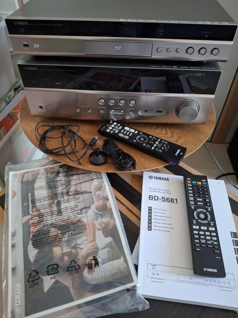 Yamaha MusicCast RX-D485 + Blu-Ray BD-S681 Titanium OVP, Overige merken, 70 watt of meer, Ophalen of Verzenden, Zo goed als nieuw