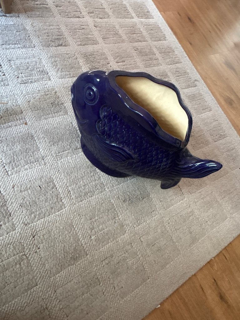 Vaas (vissenvorm), Huis en Inrichting, Woonaccessoires | Vazen, Ophalen, Gebruikt, Blauw, 20 cm