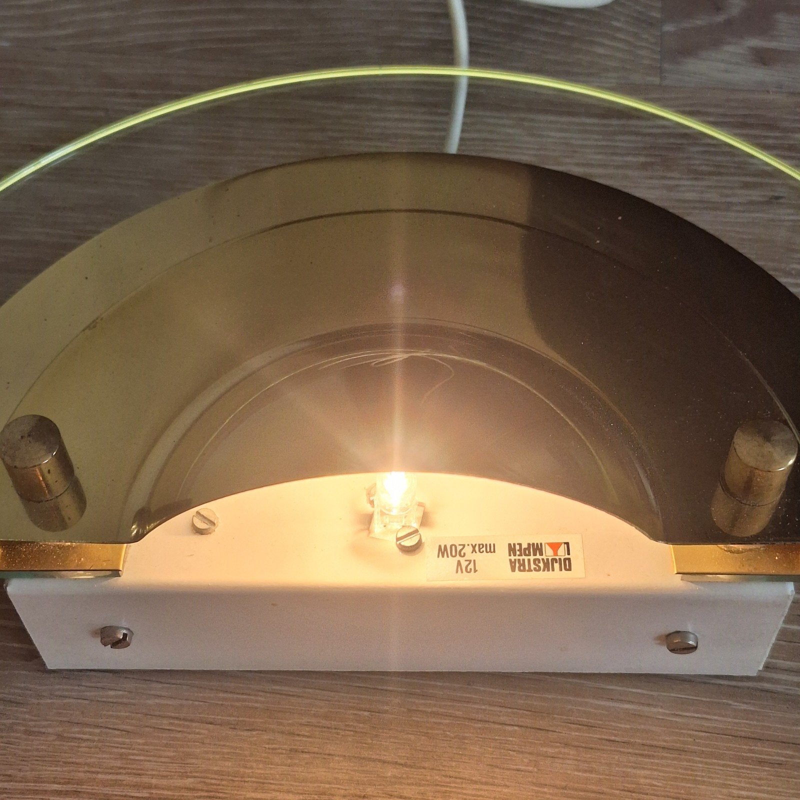 Dijkstra vintage wandlamp glas messing, Ophalen of Verzenden, Gebruikt, Glas, Vintage