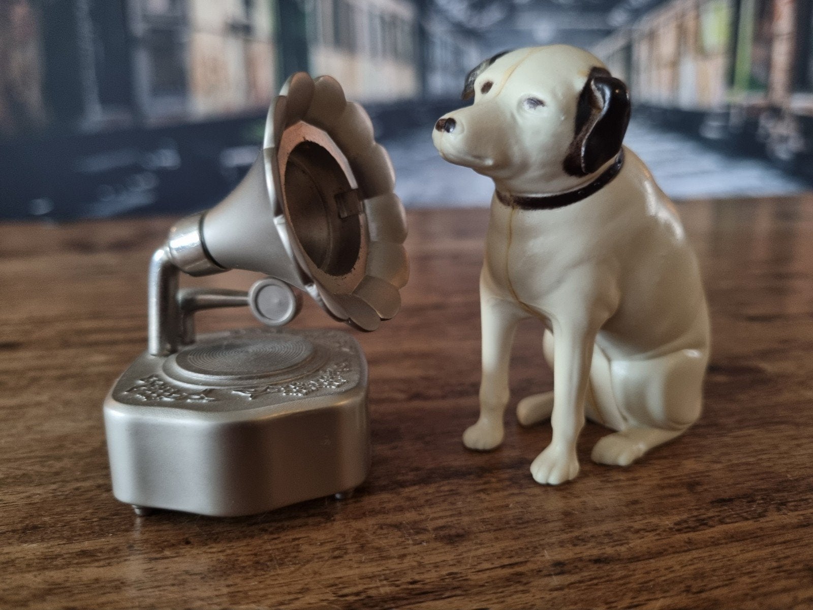 Vintage HMV Nipper hond en grammofoon beeldje, Ophalen of Verzenden, Gebruikt
