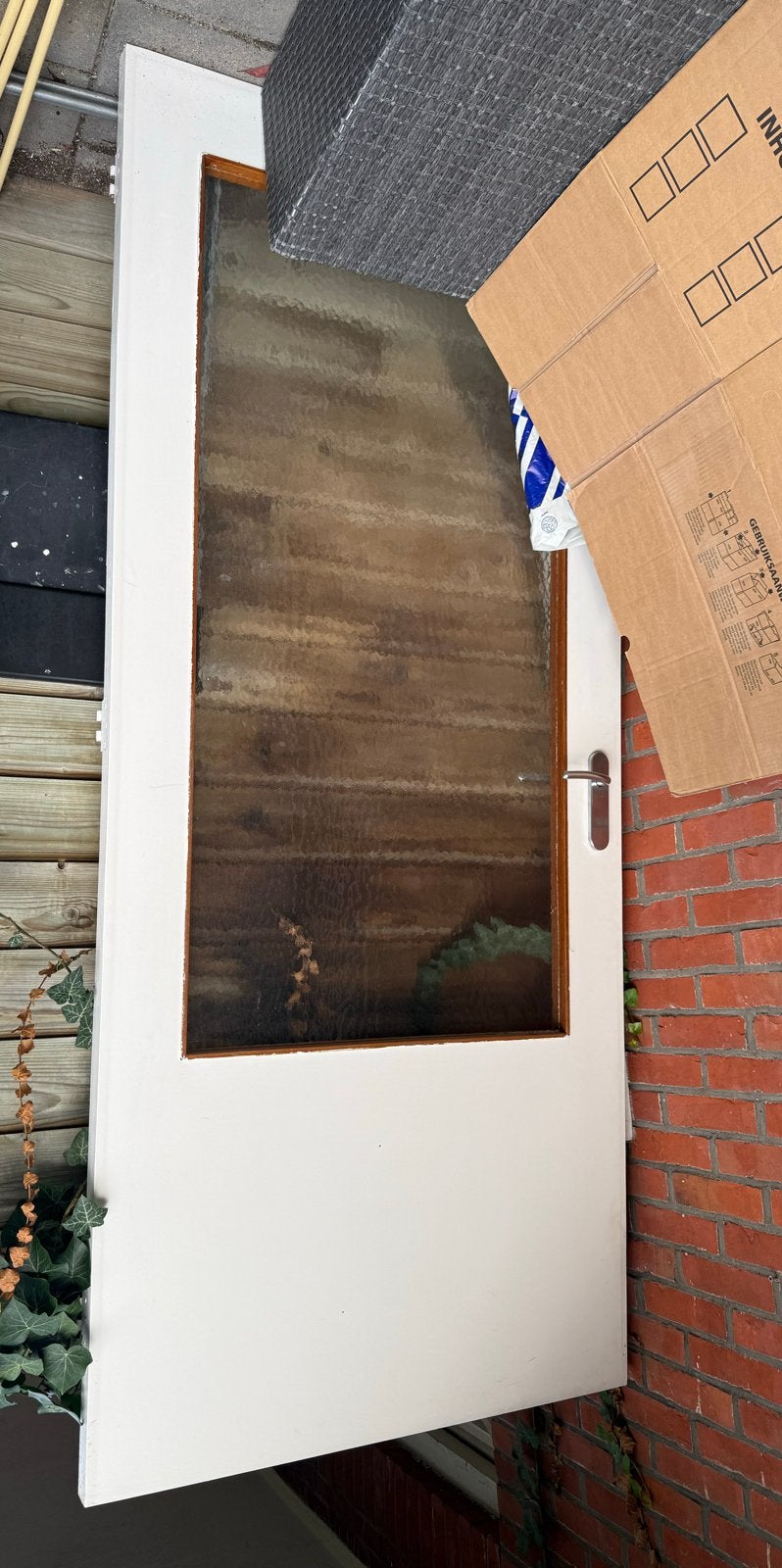 Binnendeur met Glaspaneel, Doe-het-zelf en Verbouw, Ophalen, Gebruikt, 80 tot 100 cm, Buitendeur