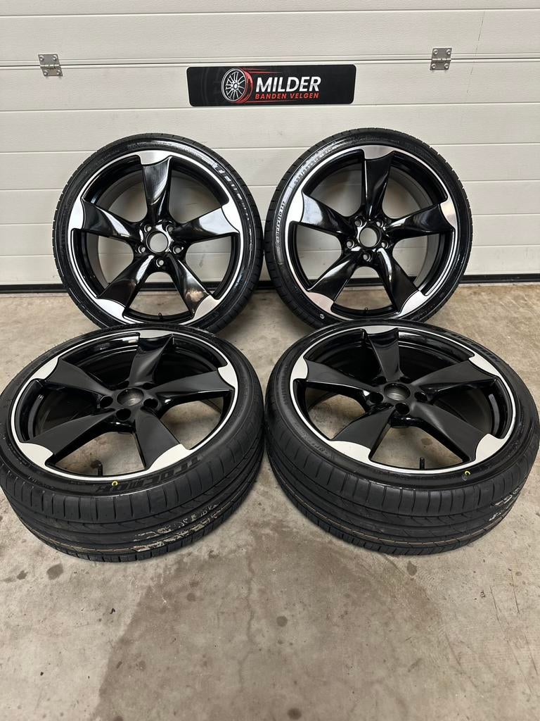 Audi Rotor Look velgen Zwart + Zomerbanden 19” 5x112 Nieuw, Auto-onderdelen, 19 inch, Industrieweg Oost 5b9, Banden en Velgen