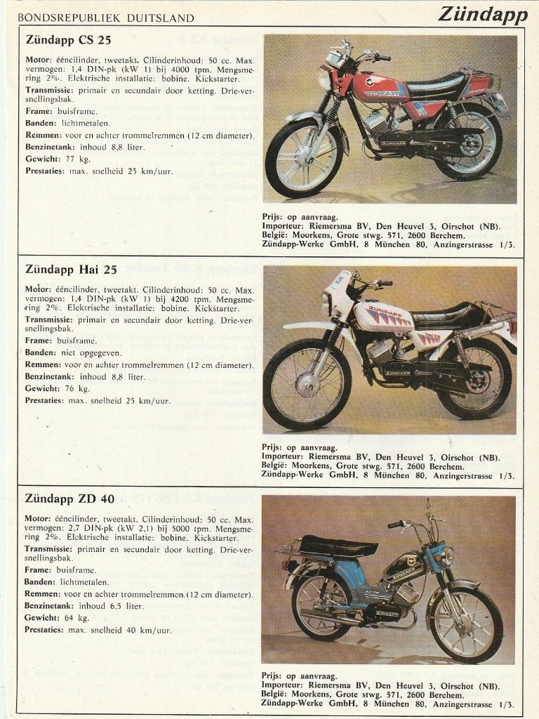 vintage knipsel 1981 Zündapp ZD40 CS25 K80 KS80, Verzenden, Overige typen