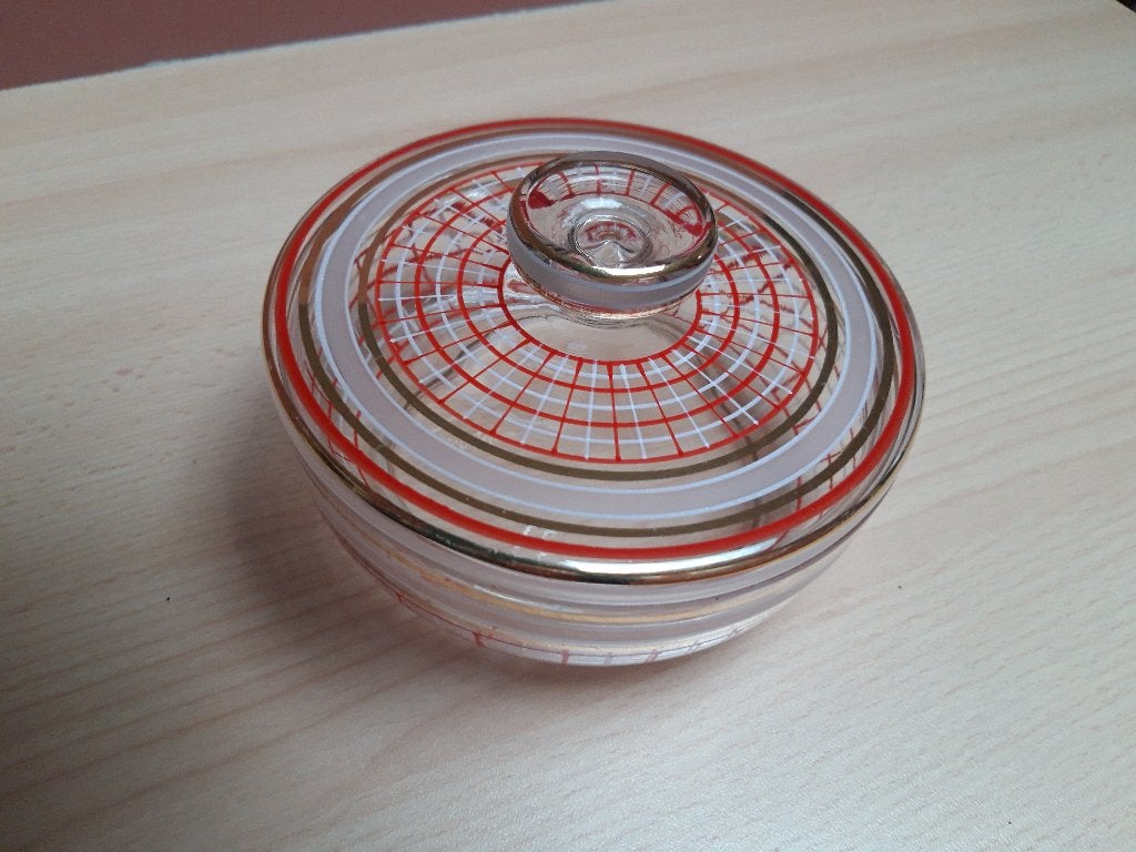 Glazen bonbon schaaltje met deksel - vintage -, Ophalen of Verzenden