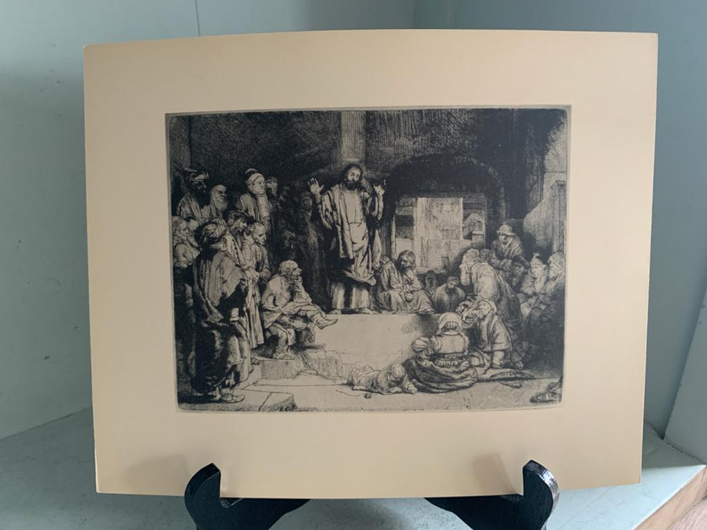 Rembrandt lichtdruk predikend (De Honderd Gulden Prent), Ets, Religie, Origineel, 1600 - 1699