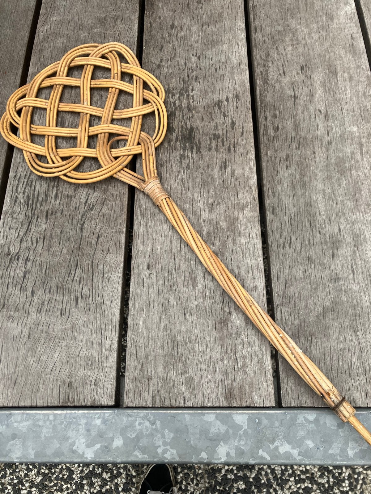 Vintage rotan mattenklopper, Vintage, Gebruikt, Ophalen of Verzenden, Natuurlijk materiaal