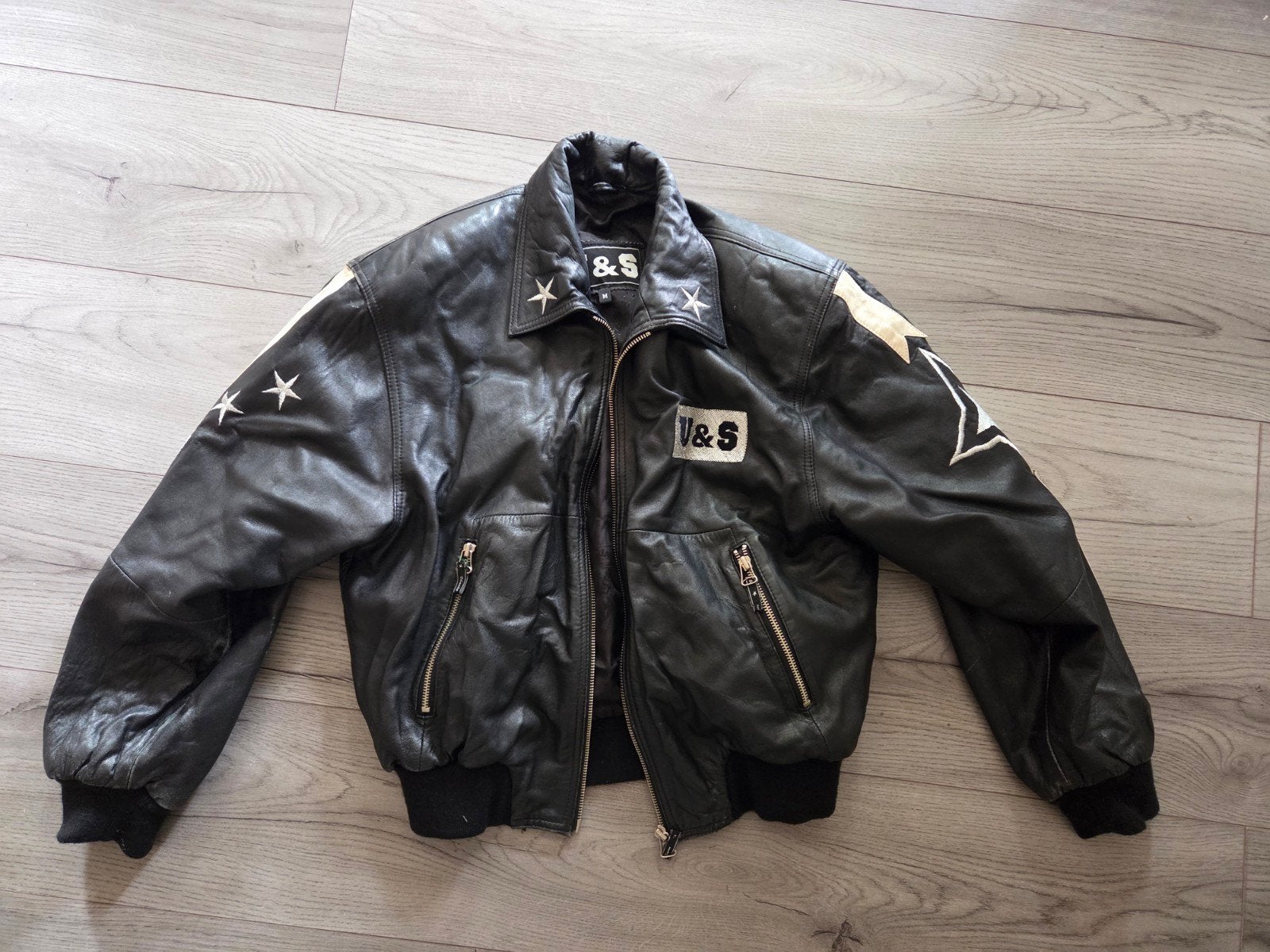 Uncle Sam leren jas, Kleding | Heren, Maat 48/50 (M), Zwart, Ophalen of Verzenden, Gedragen