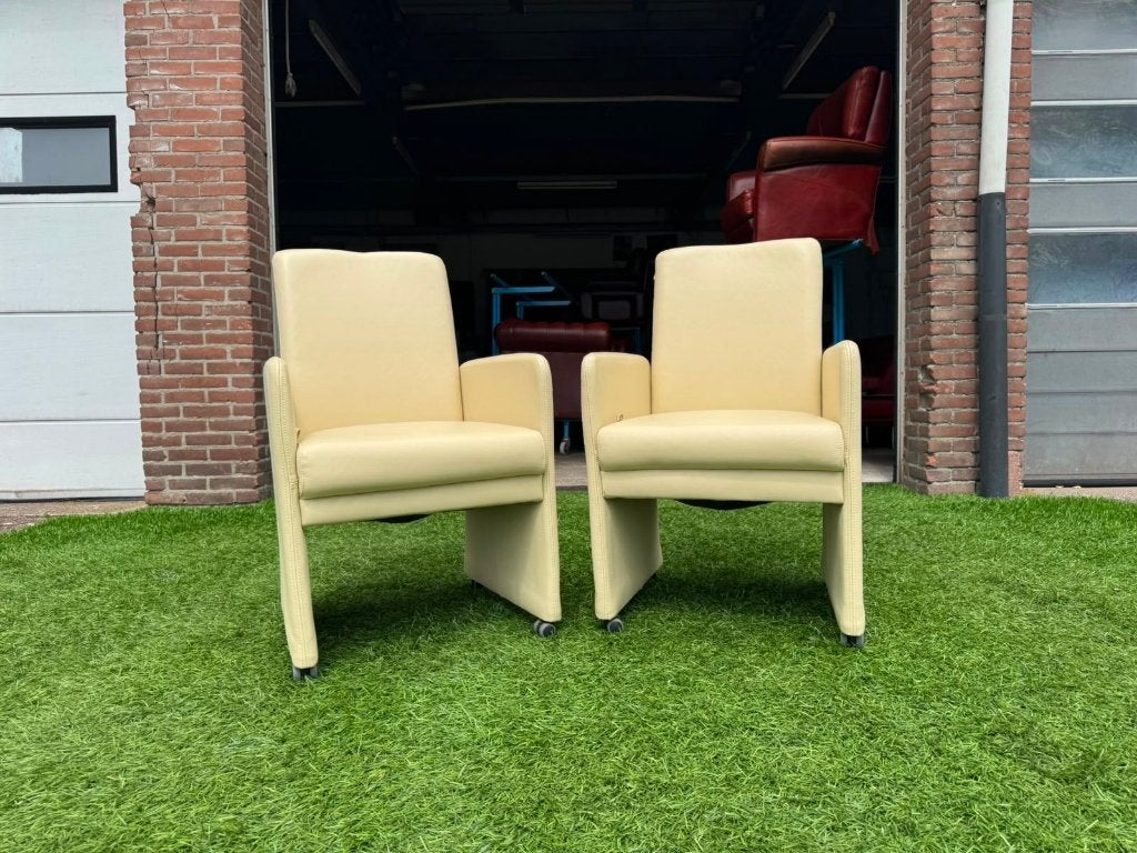 Eetkamer relax design stoelen gebroken wit leer, Ophalen, Geen, Design, Zo goed als nieuw