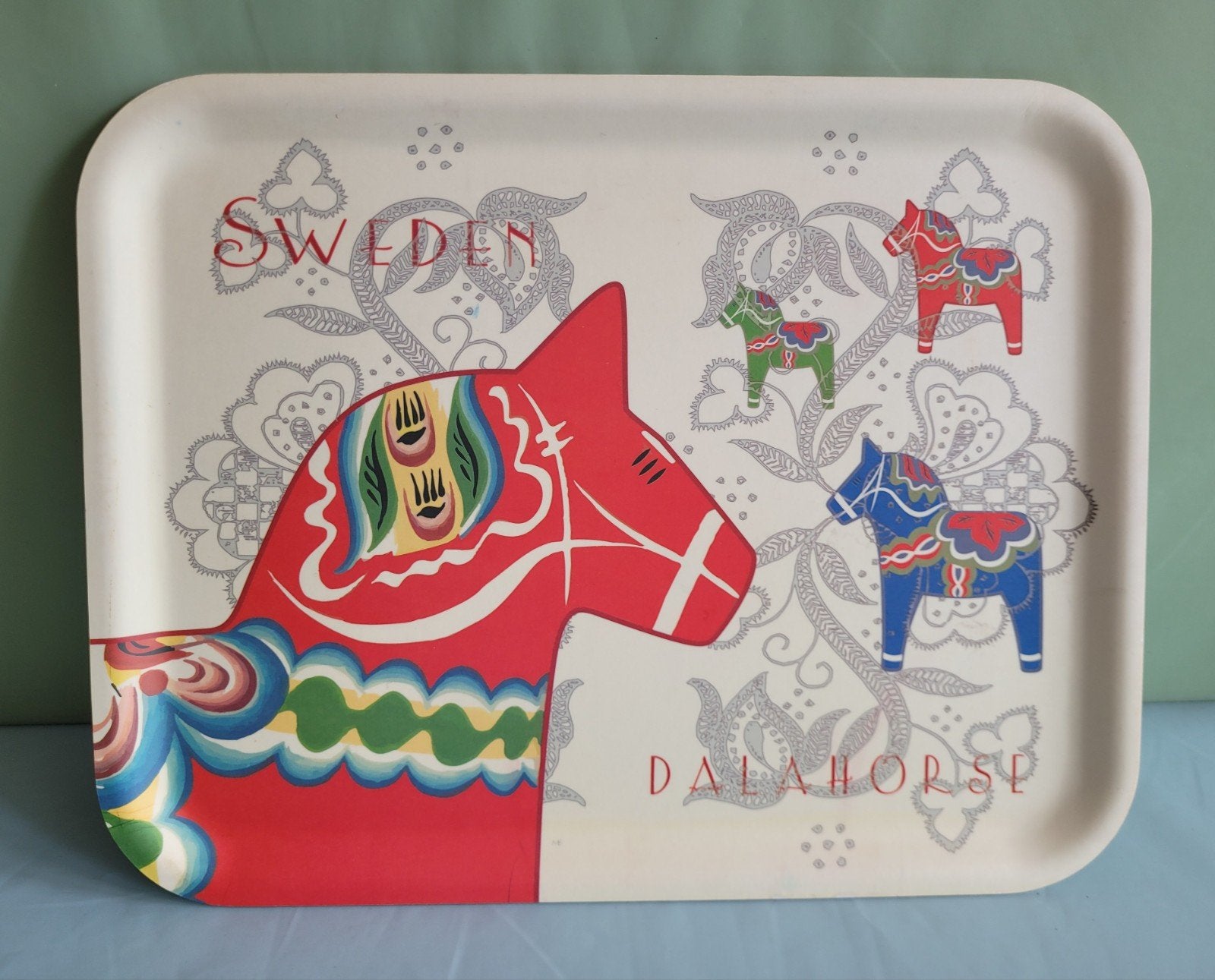 Scandinavisch dienblad / Dala paardjes - Sweden, Ophalen of Verzenden, Rechthoekig, Dienblad