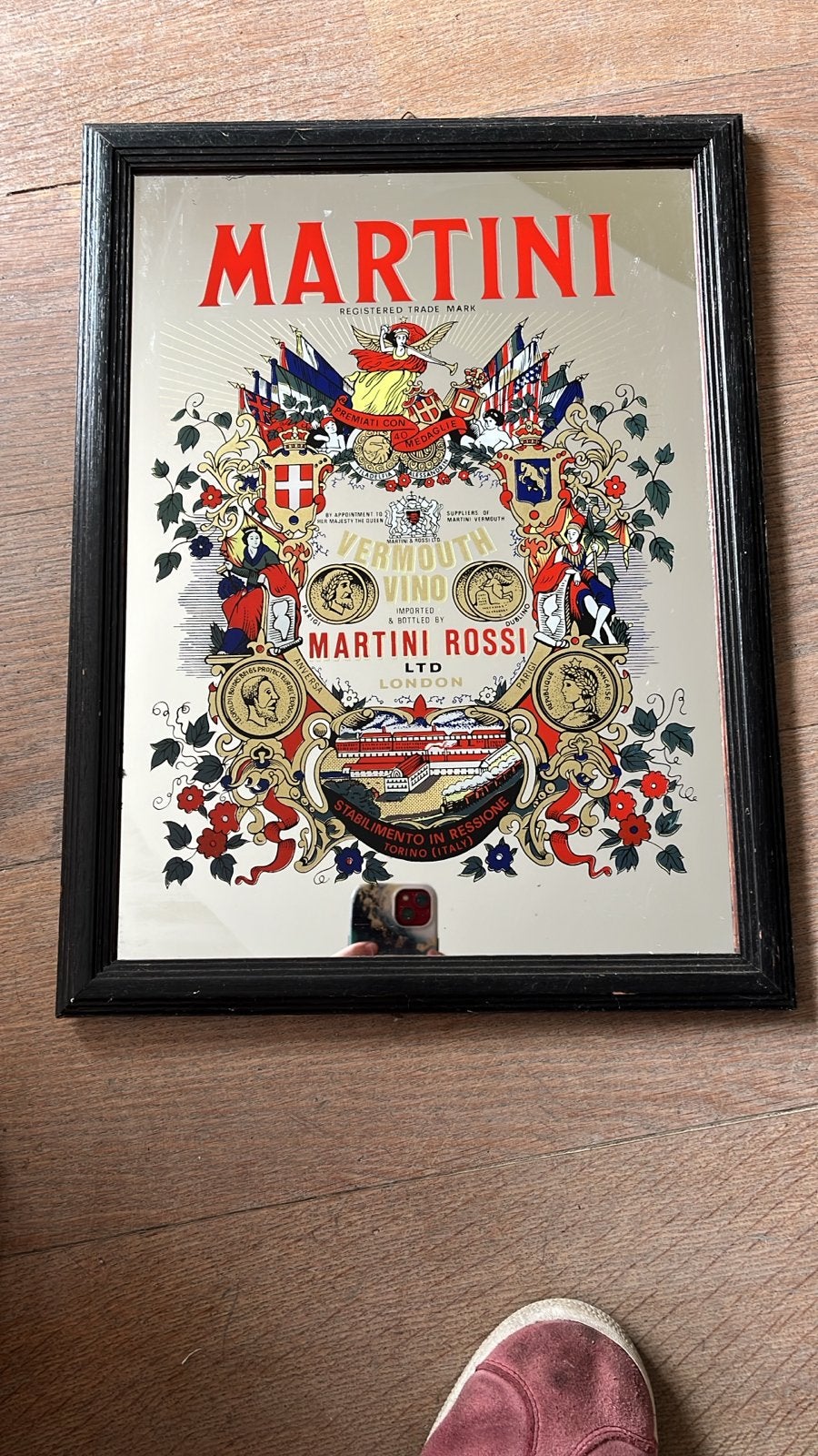 Vintage Martini Rossi spiegel - Decoratieve wandspiegel, Ophalen, Minder dan 50 cm, Gebruikt, Minder dan 100 cm