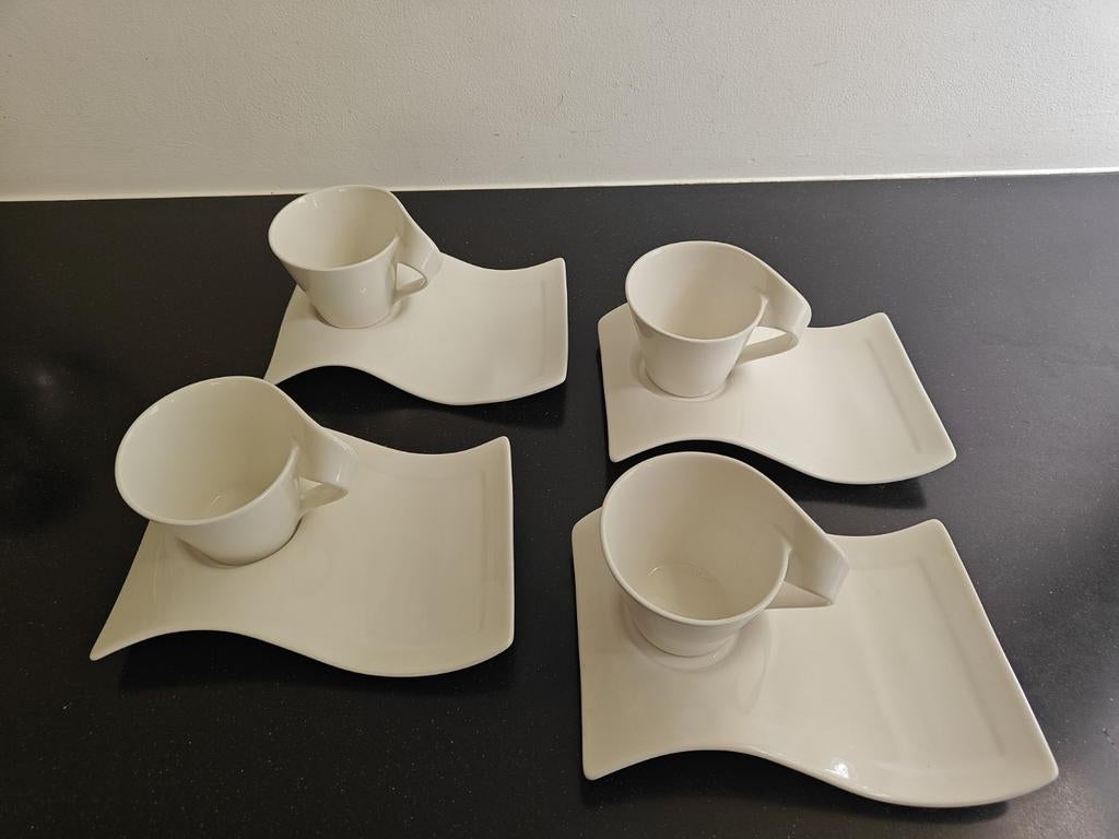4 Villeroy & Boch NewWave Party Plates met kopjes, Ophalen