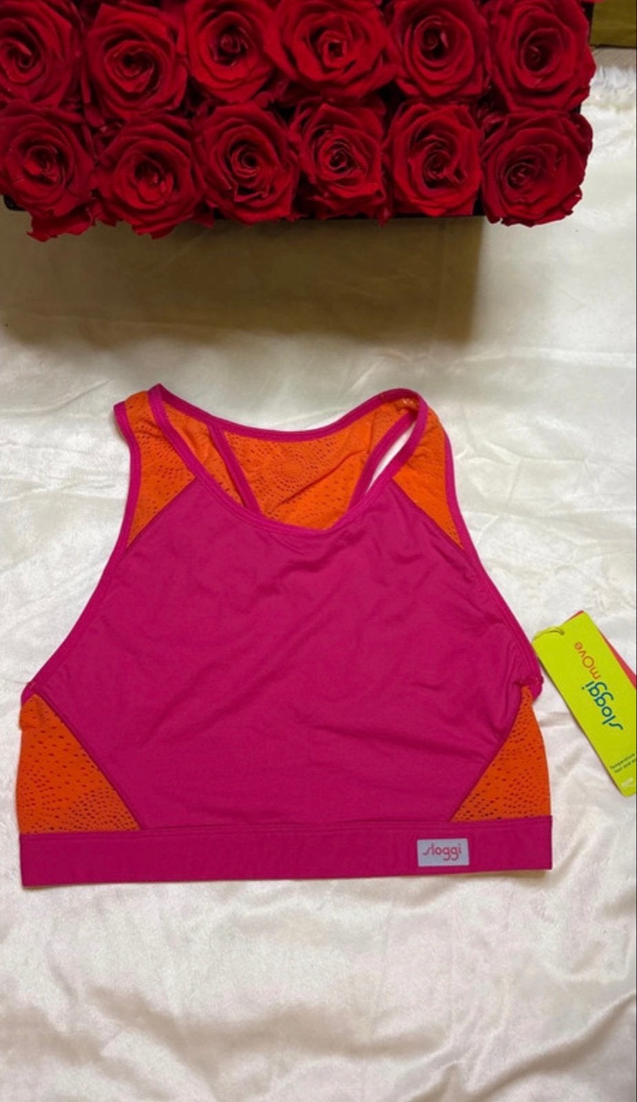 Sloggi sportbeha maat S roze/oranje, Kleding | Dames, Sportkleding, Verzenden, Nieuw, Fitness of Aerobics, Roze