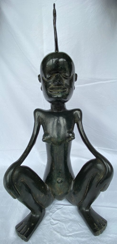 Bronzen Beeld Dayak Stijl, Ophalen of Verzenden, 20 - 50 cm, Beeld, Vrouw