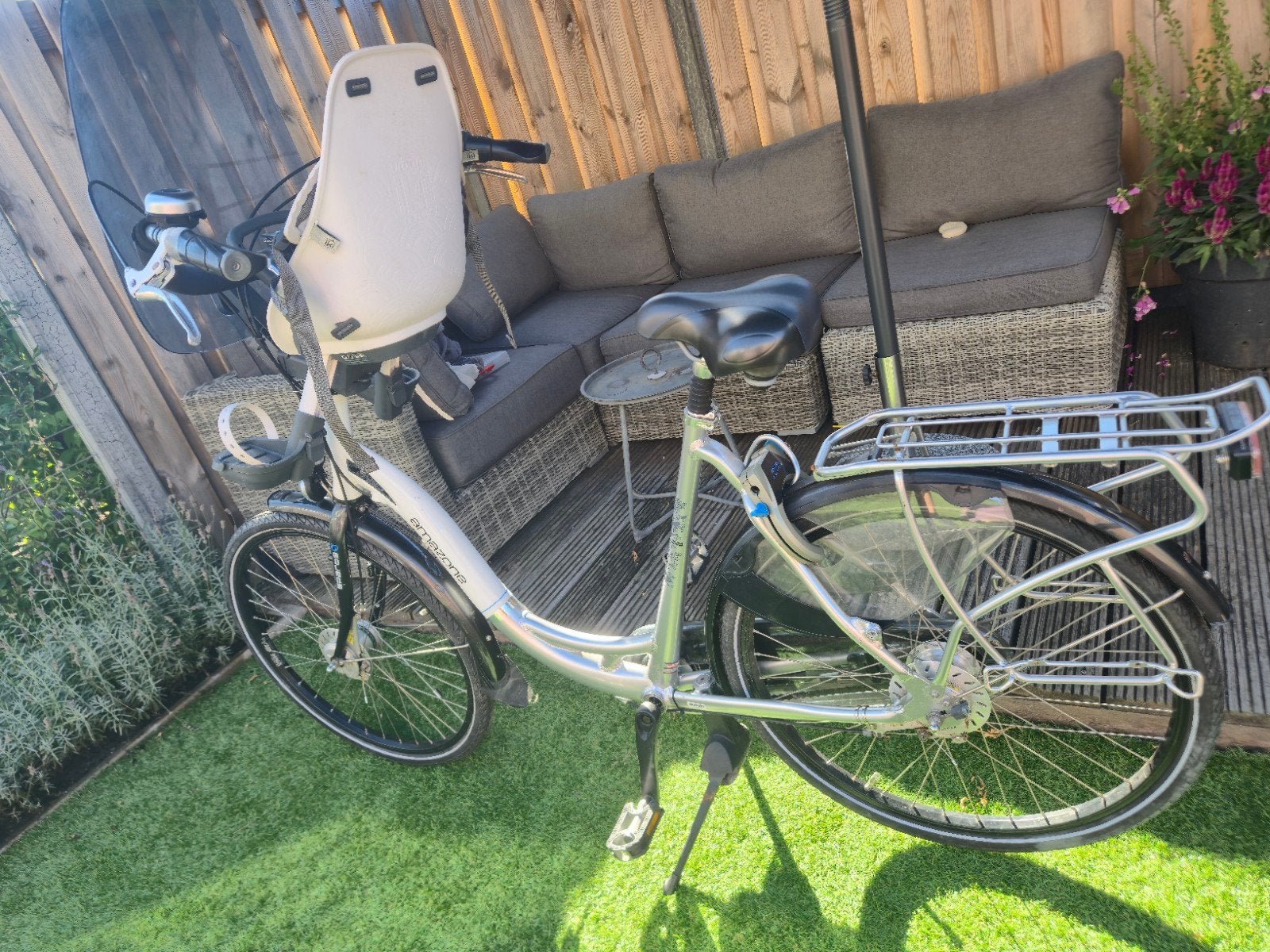 Zeer nette moederfiets met Urban Iki zitjes, Ophalen, 2 zitjes, Zo goed als nieuw, Overige merken