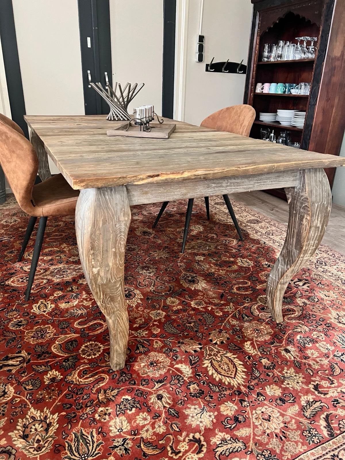 Prachtige oud Teak houten tafel set, Ophalen of Verzenden