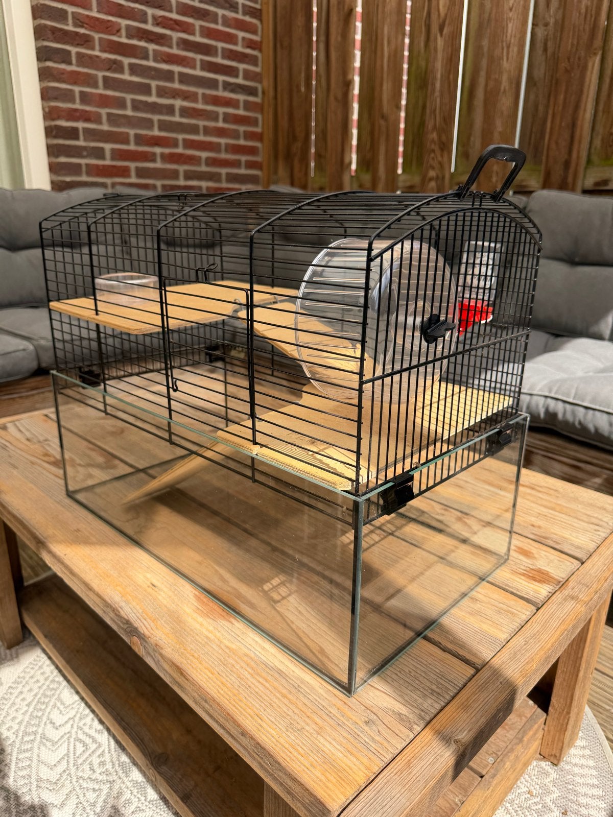 Mooie complete hamsterkooi glas en hout, Dieren en Toebehoren, Knaagdieren en Konijnen | Hokken en Kooien, Kooi, Minder dan 75 cm