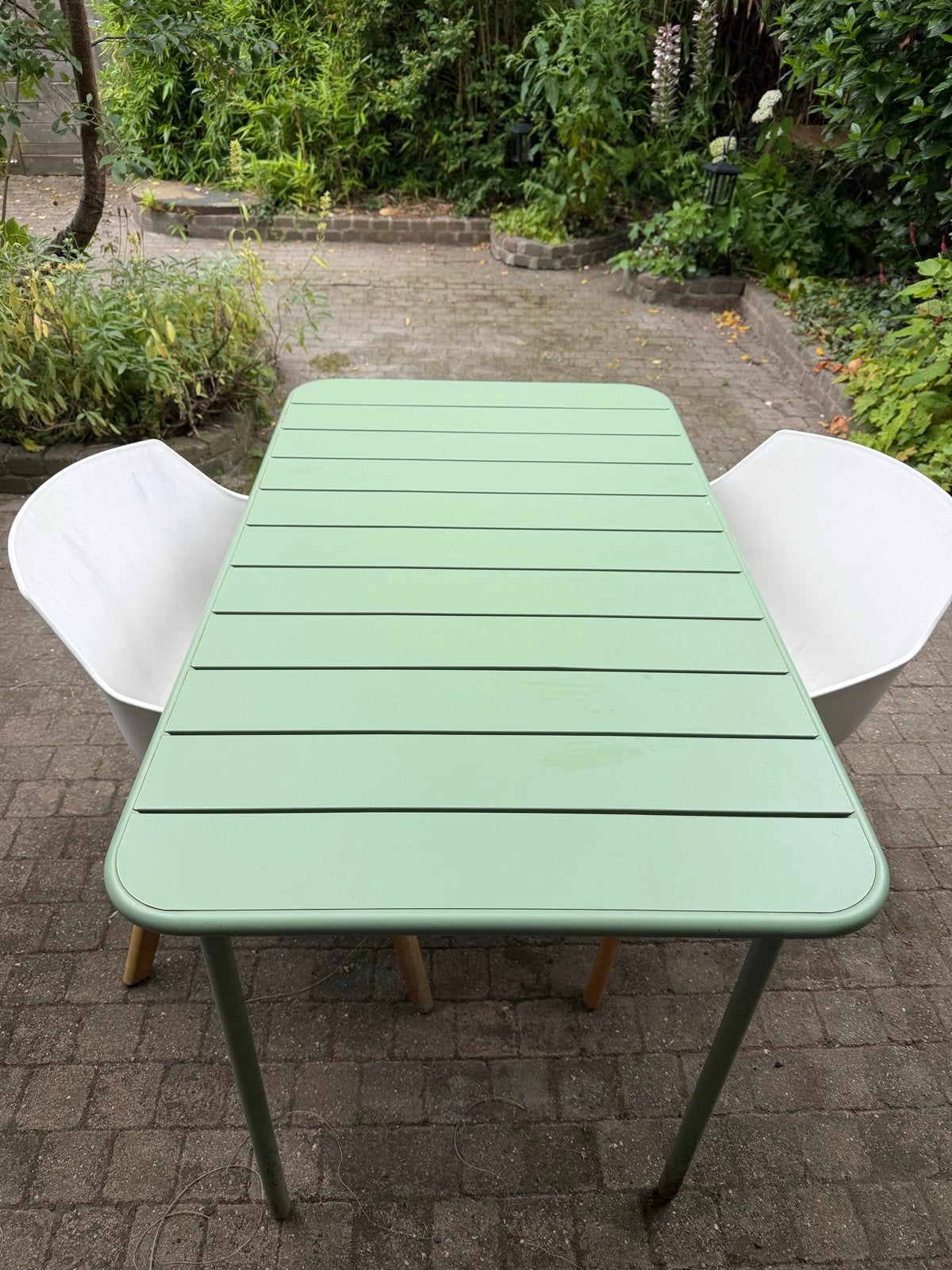 Gebruikte tuinset: tafel en stoelen (ook apart te koop), Tuin en Terras, Tuinsets en Loungesets, Kunststof, Gebruikt, Eettafel