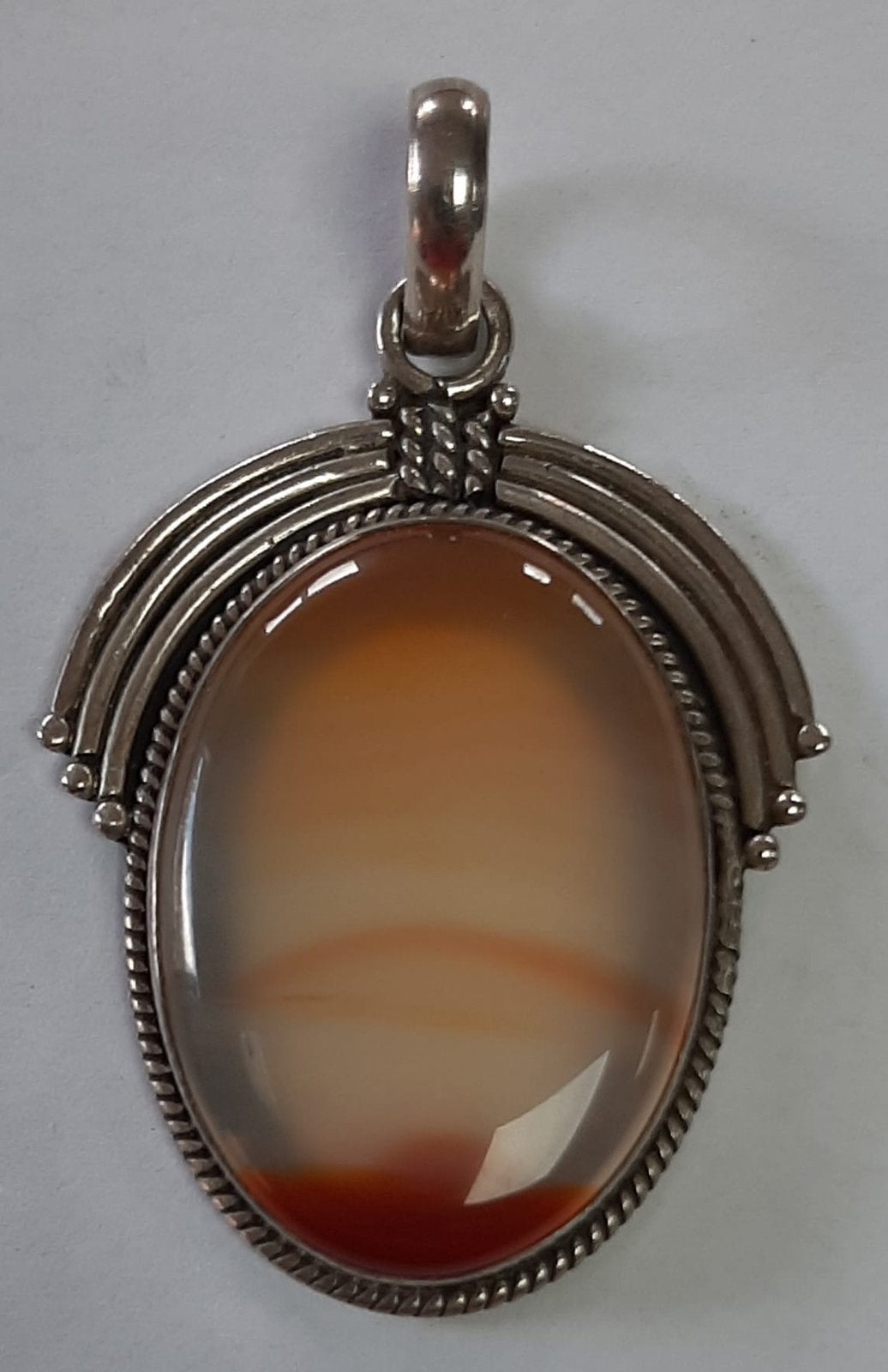 Zilveren Agaat hanger met rubber collier, Ophalen of Verzenden, Zo goed als nieuw, Zilver