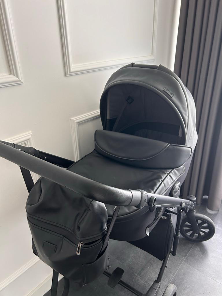 Anex e/type kinderwagen - Zwart leer, Kinderen en Baby's, Kinderwagens en Combinaties, Zo goed als nieuw, Combiwagen, Met reiswieg