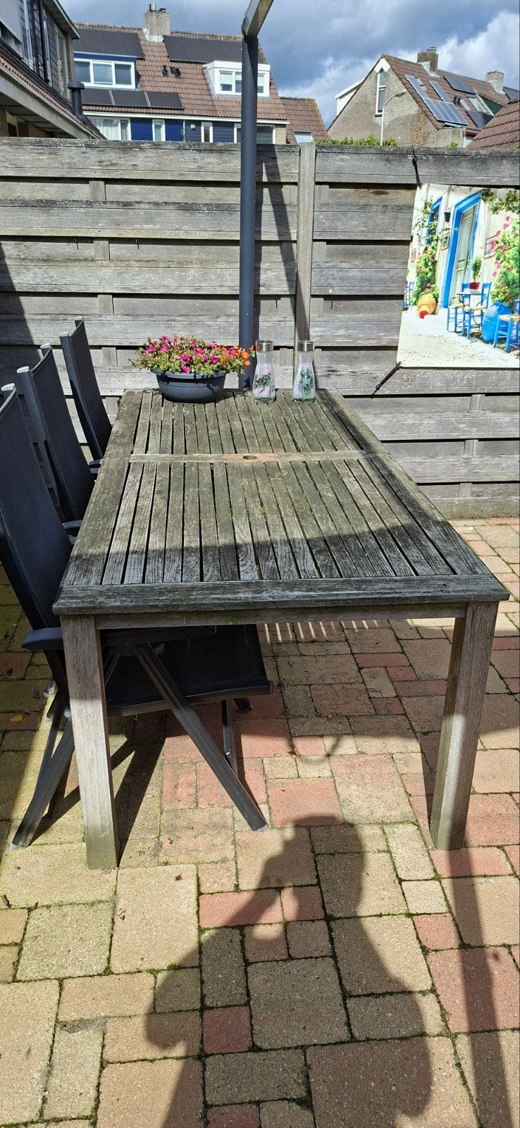 Gratis Robuuste Teakhouten Tuintafel - Gebruikt, Ophalen of Verzenden, Gebruikt, Rechthoekig, Teakhout
