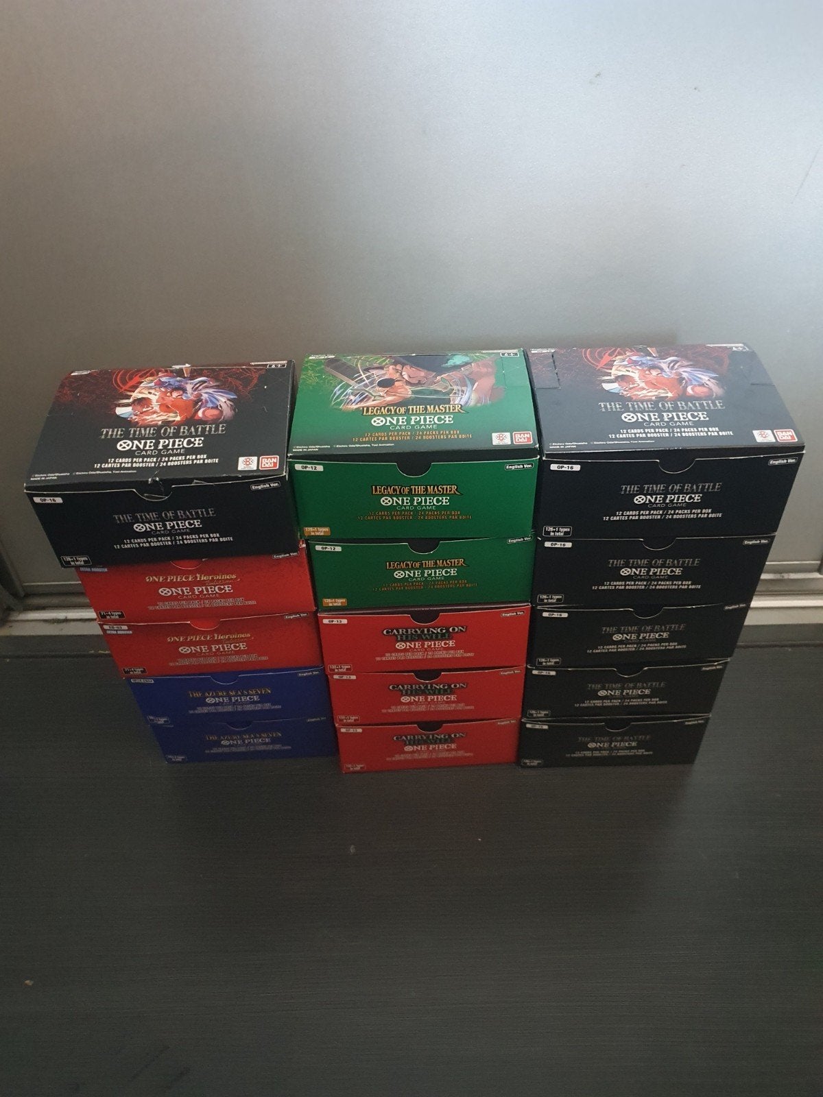 One Piece bulk 15 boxen vol 5000+ kaarten, Ophalen of Verzenden, Zo goed als nieuw, Meerdere kaarten
