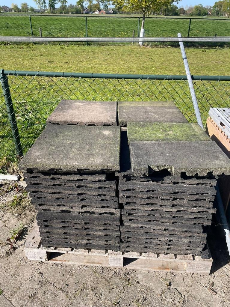 Gebruikte rubberen tegels voor buiten, Tuin en Terras, Ophalen, Gebruikt, Overige typen, Rubber