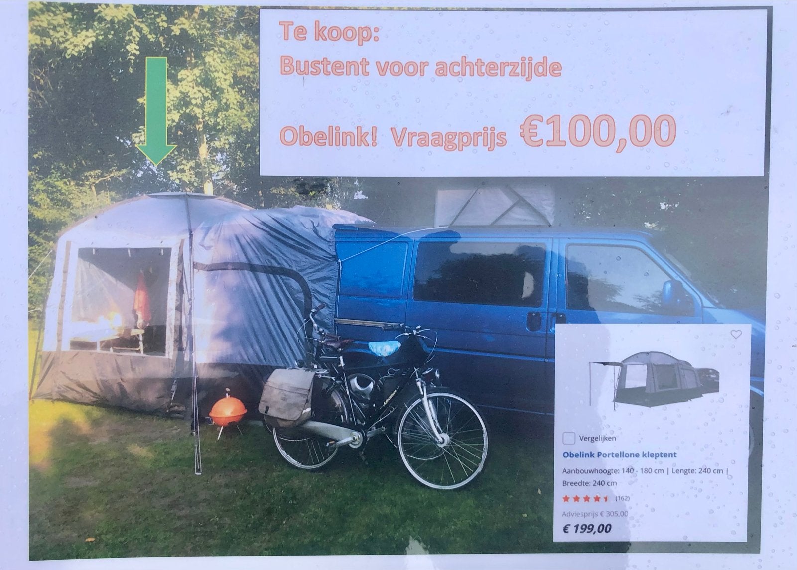 Obelink Bustent voor achterzijde - Vraagprijs €100, Ophalen, Gebruikt, Tot en met 2